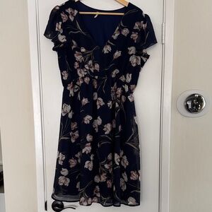 Pinkblush Navy Floral Midi Dress Maternity